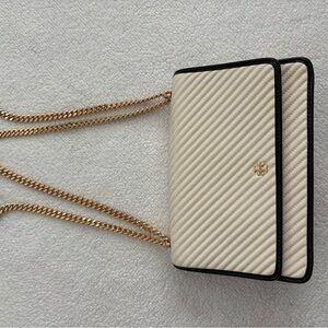 Tory Burch Cream Quilted Crossbody Bag